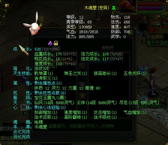 木魂星变异跳跳兔,完美技能,问道海外版,全区,名震